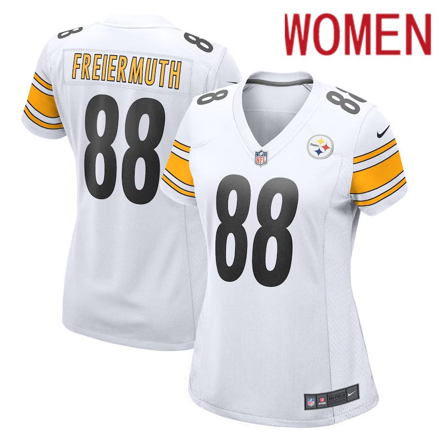 Women Pittsburgh Steelers 88 Pat Freiermuth Nike White Game Player NFL Jersey